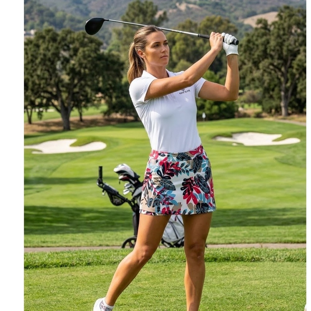 Sport Haley Womens Tropical Leaf‎ Print Golf Skort Pink Blue Size 10 Activewear